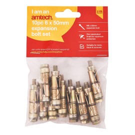 Amtech S5910 10 Piece M6 x 50mm expansion bolts