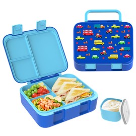 hombrima Kids Lunch Box, Bento Boxes Food Storage Container with Multi-Compartments for Boys Girls Children Adult Work School (Blue-LittleCars)
