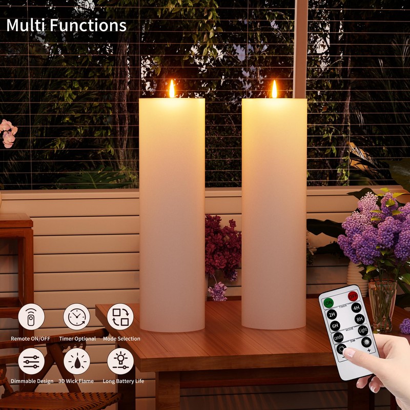 BUTHY 14" x 4" Large Outdoor Candle with Timer Waterproof