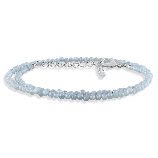 Aquamarine Choker Necklace For Women Natural Gemstones Beads Faceted Beaded