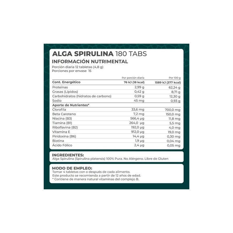 Suplemento Alga Spirulina (180 Tabletas) - Pronat