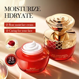 Rosen Feuchtigkeitscreme für intensive Hautpflege, Facial Cream, Natürliche Pflanzenformel mit Rosenblütenextrakt, Feuchtigkeitsspendende Gesichtscreme für trockene und sensible Haut