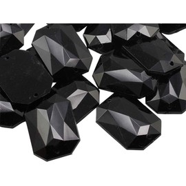 Allstarco 25x18mm Jet Black CH37 Flat Back Octagon Sew On Beads for Crafts Plastic Acrylic Rhinestones with Holes for Sewing, Clothing Embelishments, Costume Cosplays 20 Pieces