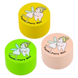 Duronge Pack of 3 Tooth Box for Milk Teeth, Tooth Box for Girls and Boys, Tooth Box for Children, Storage Box for Teeth, for as a Gift Birth, Pink, Green and Yellow