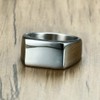 MYNENEY Stainless Steel Square Shape Signet Style Classical Simple Plain