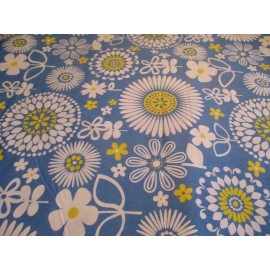 Waverly Decorator Fabric Mod Blue Floral Gemma 100% Cotton 1 Yd by 60 Inches