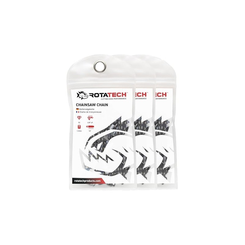 X3 (Three) 14" 35cm Rotatech Chainsaw Chains. 52 Drive Links,