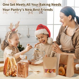 Bpole 3-in-1 Bread Loaf Bags for Homemade Bread - 50pcs Bakery Paper Plastic Bags for Homemade Sourdough Bread Storage,Snacks,Sandwich, Candies and Cookies,Preservation Freshness and Gift Giving