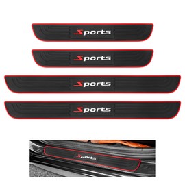 carleef 4PCS Car Door Sill Protector,Anti-Scratch Rubber Car Door Protector Edge Guards for Door Steps,Universal Automotive Exterior Accessories Waterproof Door Threshold Strips (Sport, Width 2.36"")