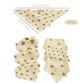 Pack of 6 Triangular Scarf Baby, Neckerchief Baby, Muslin Bib Baby, Drool Bibs for Boys Girls 0-36 Months, Baby Bibs, Neckerchiefs Baby for Teething and Drool (Beige), beige