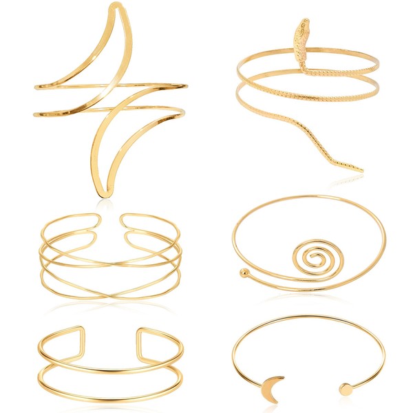 Acruccen 6 Pcs Arm Cuff Jewelry for Women Gold Arm