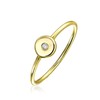 Minimalist CZ Flat Round Disc Circle 14K Gold Plated Sterling