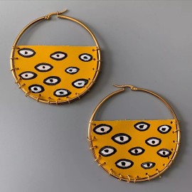 Milove Evil Eye Protection Hoops Earrings Gold Plated. Yellow Made In California NEW!