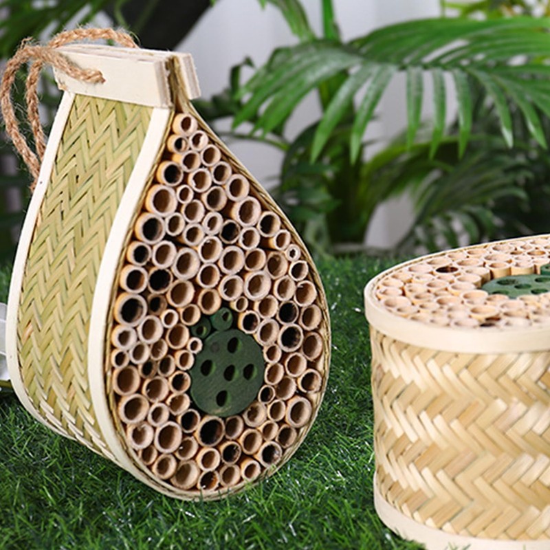Mason Bee House, Pollinating Palace，Hanging Wooden bee House Habitat with
