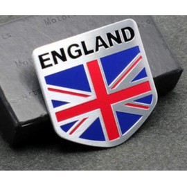 A&Z Custom Aluminum England Flag 3D Emblem Sticker Decal for Car, Bike, Truck (Shield Shape 2x2 inch)