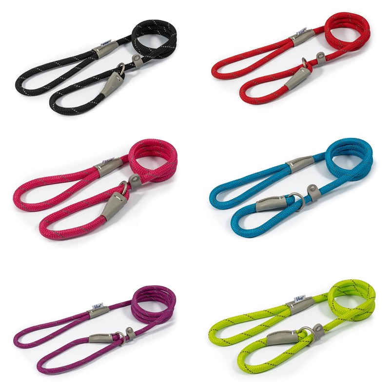 Ancol Viva Reflective Rope And Real Leather Slip Lead 150