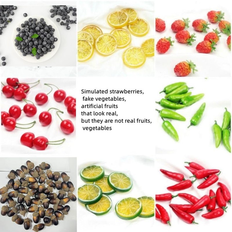 Rikyo 50 Blueberries Artificial Fruits, Realistic Lifelike Blue Foam Fruits,