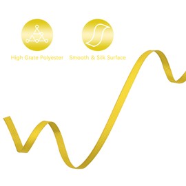 Lrybbon Double Face Yellow Grosgrain Ribbon for Gift Wrapping 1/4 inch×50 Yards Ribbon Ideal for Sewing Hair Bow Flower Bouquet Crafts Weddings Floral Arrangements