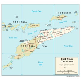 East Timor Timor-Leste Road Highway Transportation Map Country Poster Print