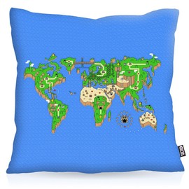 VOID Mario Wold Map cushion with pattern cushion cover outdoor indoor video game console. Kissen Größe:60 x 60 cm