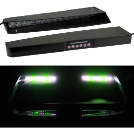 2-15 LED Green White Visor Light Bar Interior Upper Windshield Emergency Hazard Warning Strobe Light Kit Auto Exterior LightingLight Color: Blue/white