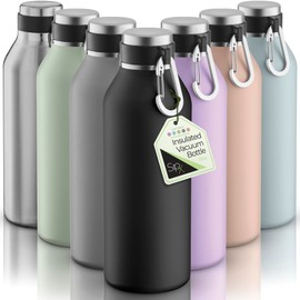 SipX™ Triple-Insulated Stainless Steel Water Bottle - 32oz. With Cover Lid, BPA-Free Reusable Insulated Water Bottle Keeps Cold For 24 Hours, Metal Water Bottle Made Of Sustainable Material For Hiking
