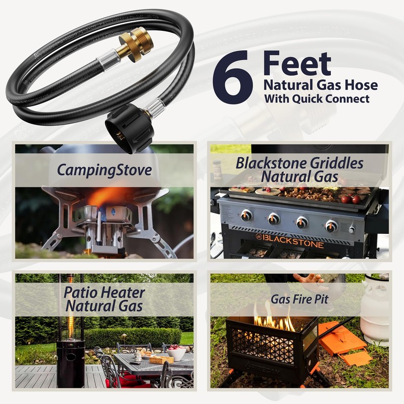Propane Adapter Hose 6 Feet QCC-1 Quick Connect, 3/8" Female