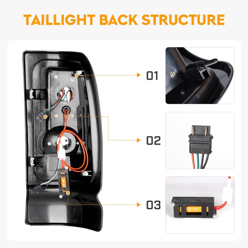 LED Tail Light + 3rd Brake Light Kit Fit for