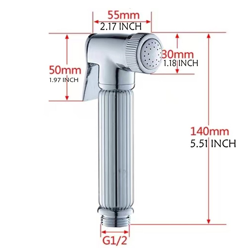 HOYOJU Solid Brass Handheld Bidet Sprayer Toilet-Adjustable Water Pressure Control