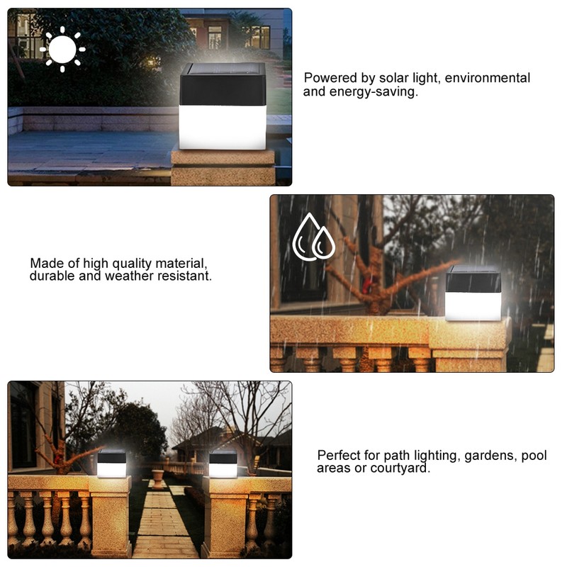 Solar Powered LED Square White Light for Garden Fence Courtyard