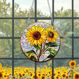 Sun Catchers Indoor Window Butterfly Sunflower Dragonfly Acrylic Suncatcher Window Hanging Decoration Sun Catcher Decor for Living Room Bedroom Summer Home Balcony Ornaments Decoration (Sunflower)