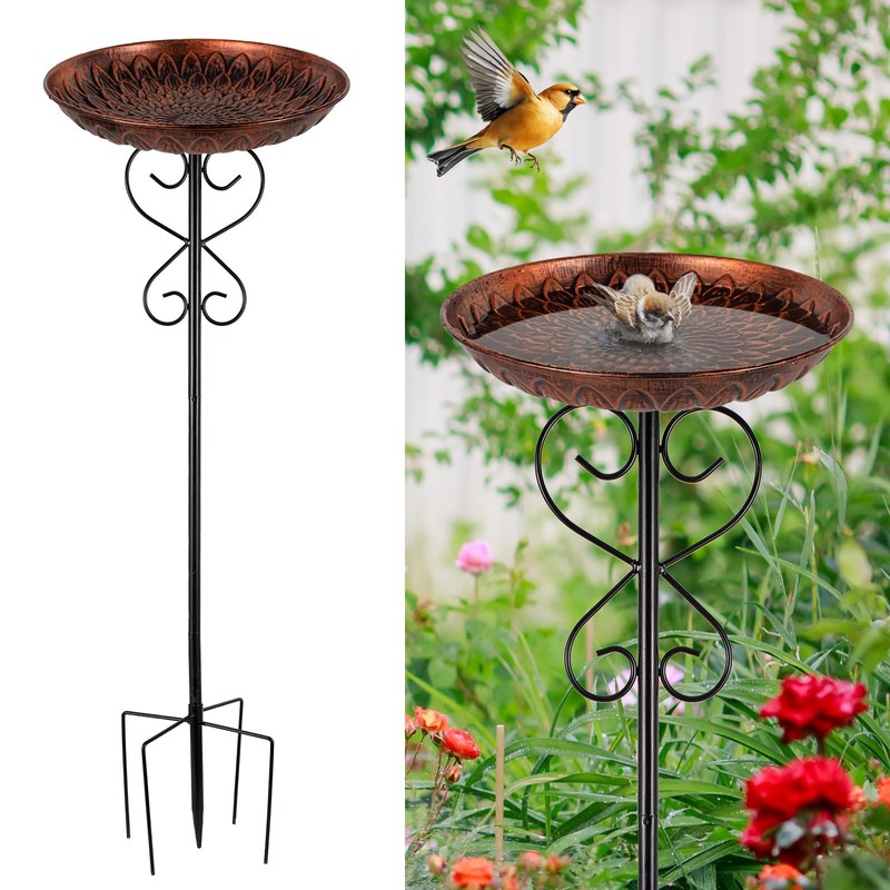 Metal Bird Baths for Outdoors, 38" H Birdbath with 11.4