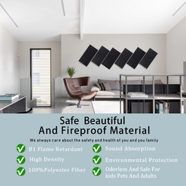 6 Pack Self-Adhesive Acoustic Panels,15.75" X 31.5" X 0.47" Soundproof Wall Panels, High Density Beveled Edge Sound Absorbing Panels, Acoustic Treatment for Studio Home and Office (Black)