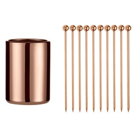 Cocktail Picks+Holder Kit Reusable Martini Picks Cocktail Toothpicks Fruit Picks (Rose Gold)