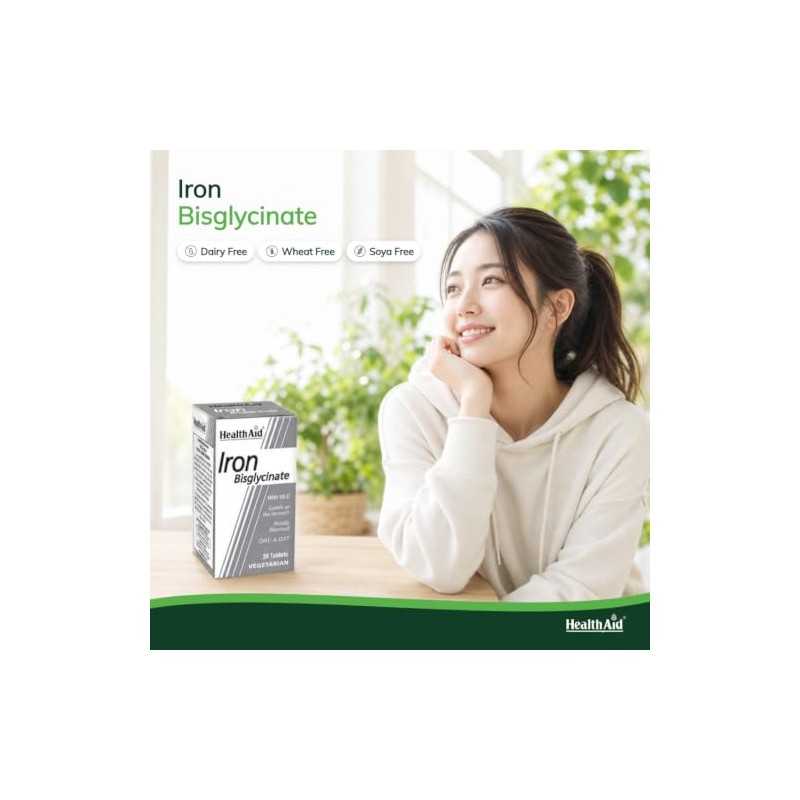 HealthAid Iron Bisglycinate 30mg Tablets – High Strength Iron Supplement
