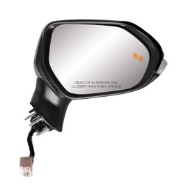 K Source Passenger Side Mirror for Toyota Corolla, textured black w/PTM cover, foldaway, Heated Power with Turn Signal, BSDS (70747T)