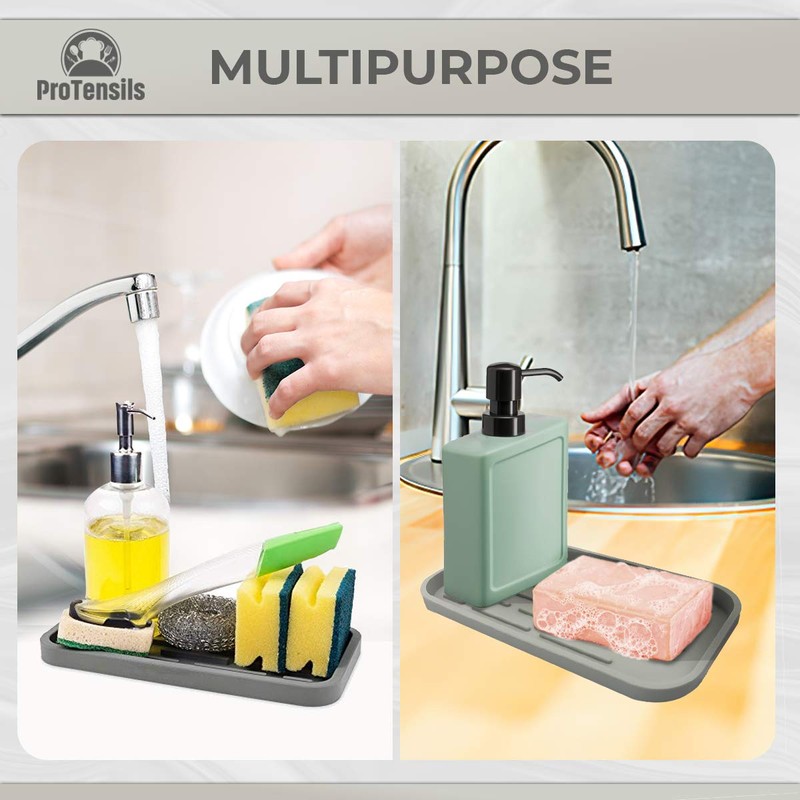 ProTensils Silicone Kitchen Sink Organizer for Sponge Holder, Soap Dispenser