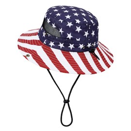 Century Star Outdoor Kids Sun Hat Boys Girls Beach Cap UPF 50+ Kids Bucket Hat Wide Brim Fishing Safari Hat American Flag 5-13T