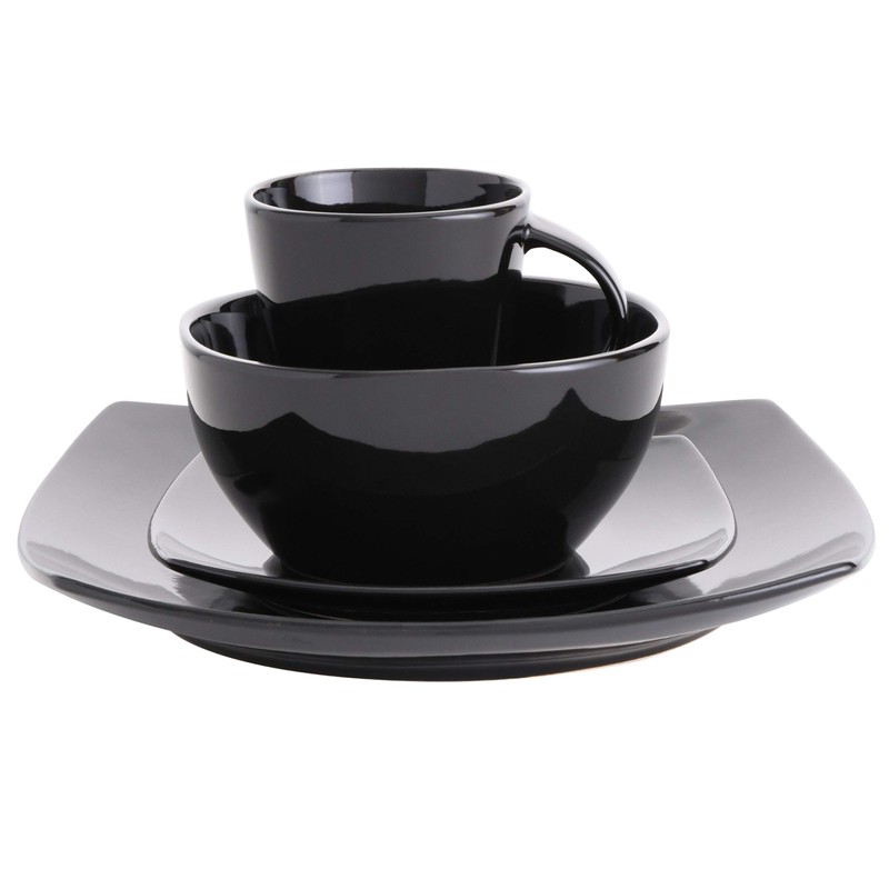 Soho Lounge Square 16-Piece Dinnerware Set - Black