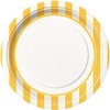 Unique Party 38035 - 23cm Yellow Striped Party Plates, Pack