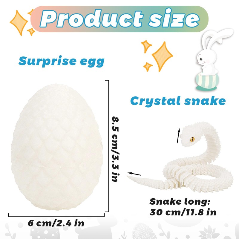 2PCS 3D Printed Snake in Egg, 3D Printed Dragon Egg