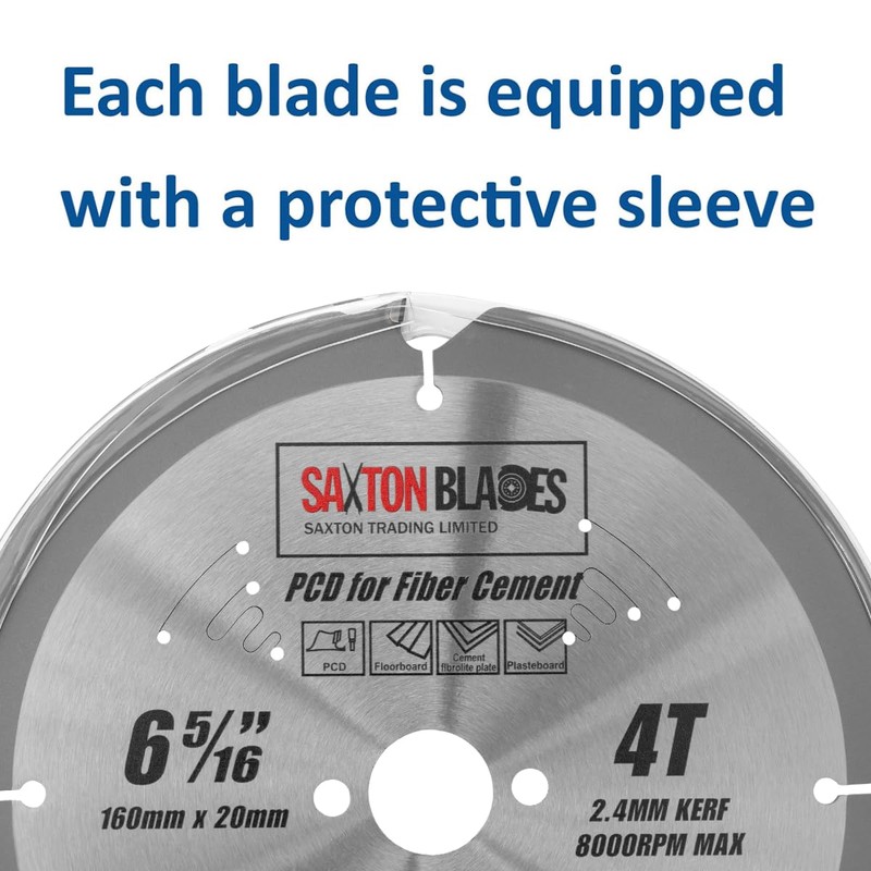 Saxton PCD Circular Saw Blade, 160mm x 4 Teeth x