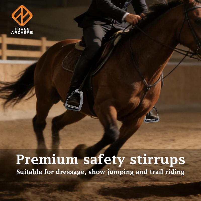 THREE ARCHERS Side Opening Safety Stirrups for Adults,4.7”Anti-Slip Grated Tread