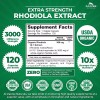 Zazzee USDA Organic Rhodiola 10:1 Exract, 3000 mg Strength, 120