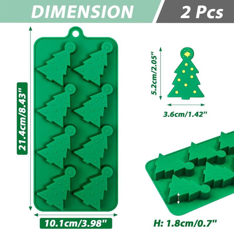 Webake Christmas Tree Silicone Molds for Ice Cube 8-Cavity Christmas