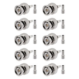 Vecys BNC Male Connector 50 Ohm BNC Male Crimp Connector for RG316 RG174 RF Coaxial Cable Pack of 10