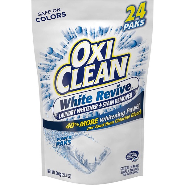 OxiClean White Revive Laundry Whitener + Stain Remover Power Paks, 24 Count