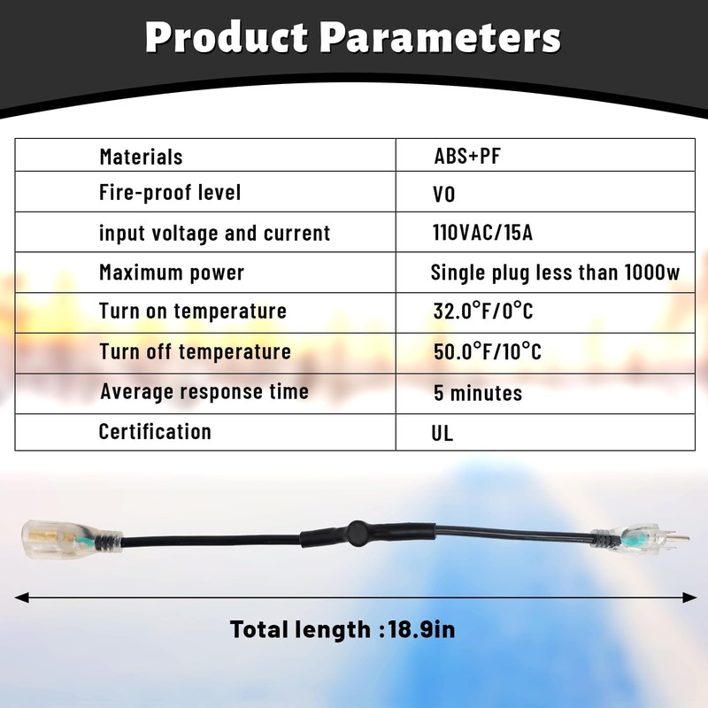 2 cables de extensión controlados por termostato, 10 grados, encendido