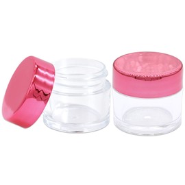 Beauticom 6 Pieces 30G/30ML(1 Oz) Round Clear Jars with Metallic ROSE COLOR Flat Top Lids