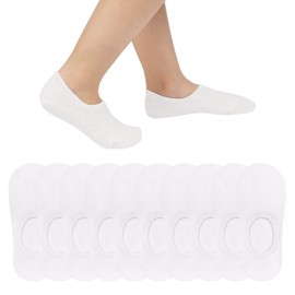 JOCMIC 10 Pairs Girls No show Socks Boys Non Slip Low Cut Socks for Kids Toddler 9-12Y White